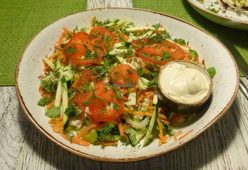 Huge salad with a large variety of delicious vegetables at Vegafe - Totoriu g. in Vilnius