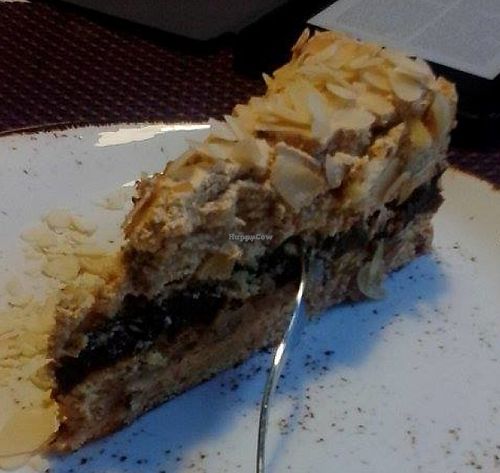 Nice dessert, caramel, banana cheesecake.  at Vegafe - Totoriu g. in Vilnius