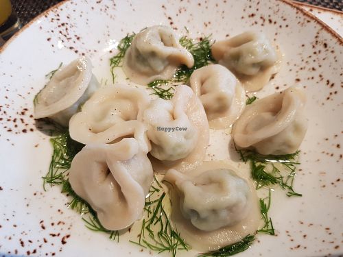 Pea dumplings with vegetable broth - AMAZING!!! at Vegafe - Totoriu g. in Vilnius