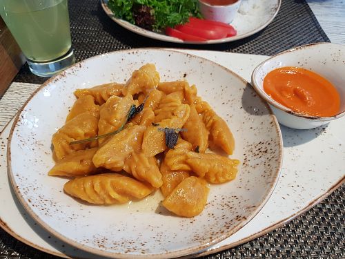 Pumpkin Gnocchi, simply PERFECT!!! at Vegafe - Totoriu g. in Vilnius