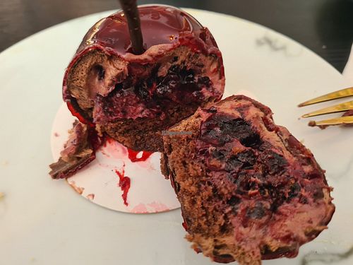 Inside chocolate cherry at Grand Patisserie  in Paignton