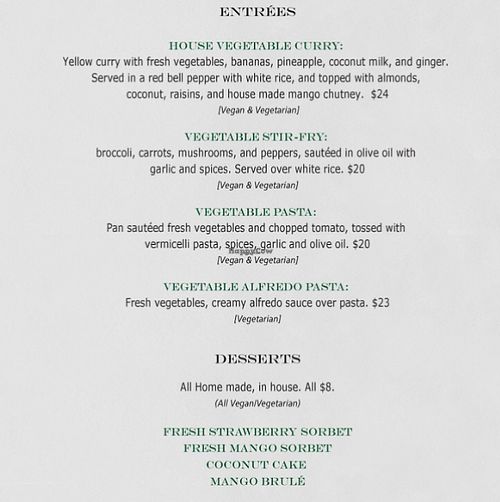  vegan menu pg 2 (Jan 2017) at Sal's Ballyhoo's in Key Largo