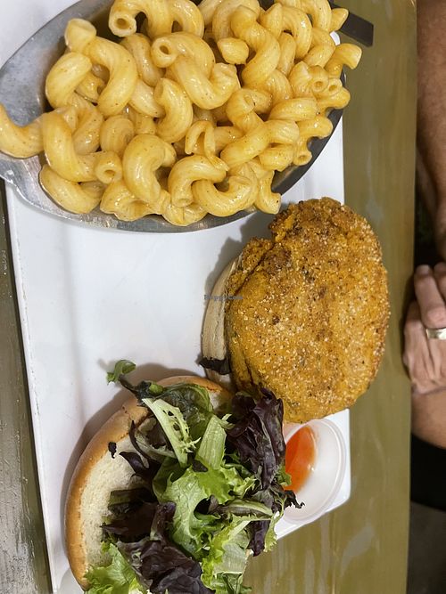 Sweet potato burger & Mac and cheese  at Sal's Ballyhoo's in Key Largo