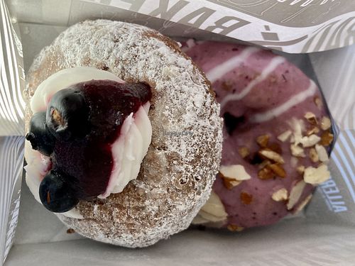 Two kinds of berry donuts - both good! 😋   at BAD Bakers in Folsom