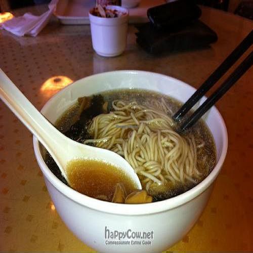Mushroom noodle soup for 10 RMBs.  at Jade Buddha Vegetarian 玉佛寺素斋馆 in Shanghai