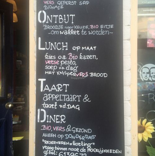 menu at Cafe Voltaire in Den Bosch