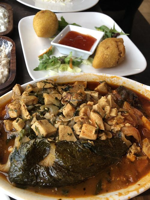 Filled zucchini with tofu and kibbe vega  at Zaffraan in Amsterdam