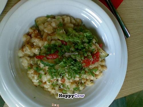 Vegan cheese spaetzle( german noodle) at Chimichurri in Frankfurt