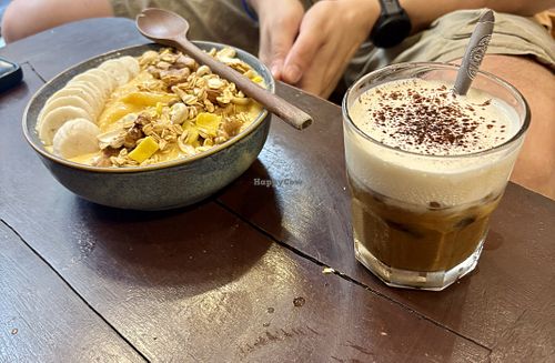 Tropical bowl + salted cacao  at La Capo Café in Hanoi