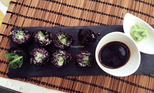 Black rice sushi. at Samsara in Cluj-napoca