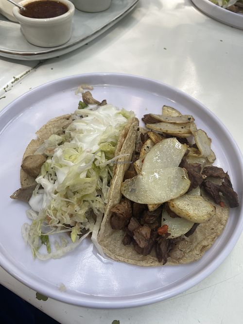 Steak Taco and Queso Tacoos  at Bestia Verde in Mexico City