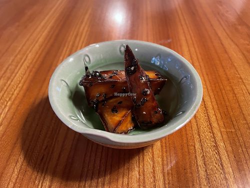 Dessert: caramelised sweet potato with sesame seeds   at Saien - Breakfast by Buddhist Monks in Hakone