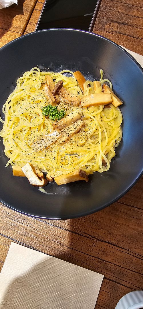 Spaghetti carbonara at Vegan Eat Tokyo in Tokyo