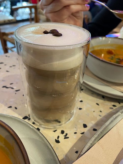 Coffee with vegetable milk at Garden Balthazar Caffe - Picoas in Lisbon