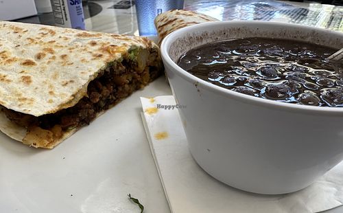 vegan soy-rizo quesadilla & Side Black Beans  at Boogaloos in San Francisco