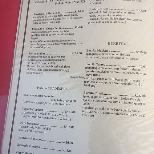 menu 4 at Otra Cosa in Huanchaco