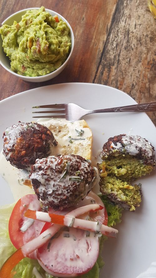3 Falafel with guac on the side. Vegan if without garlic sauce. at Otra Cosa in Huanchaco