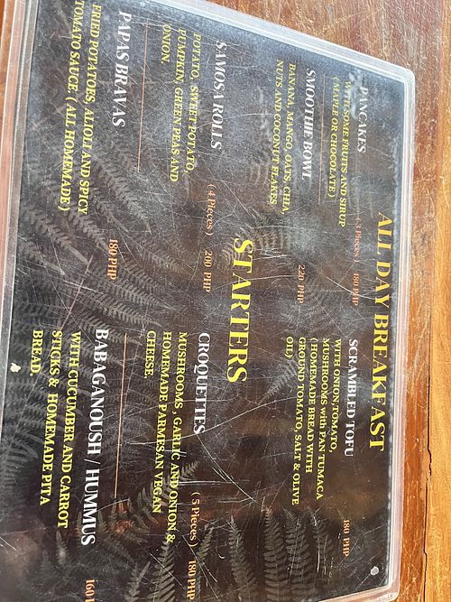 Menu  at Belle's Beach Bar in San Juan