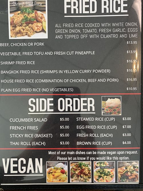Vegan on the menu at Siam Cuisine in Anchorage