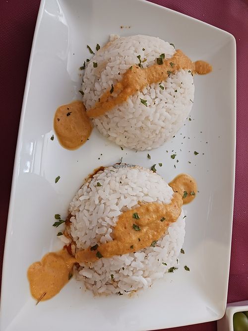 Arroz con soja (rice with soya mince in a rich sauce) at Cafe Culture  in Piedralaves