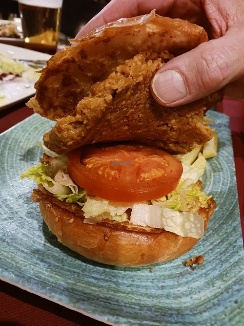 Homemade vegan burger at Cafe Culture  in Piedralaves