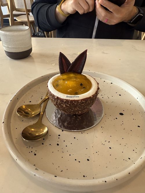 Malibu dessert (passion fruit, pineapple, coconut) yum!  at Origami - Napier in Napier