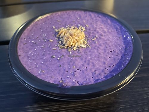 Vegan Ube chia puddingg  at Creme Caramel LA in Sherman Oaks