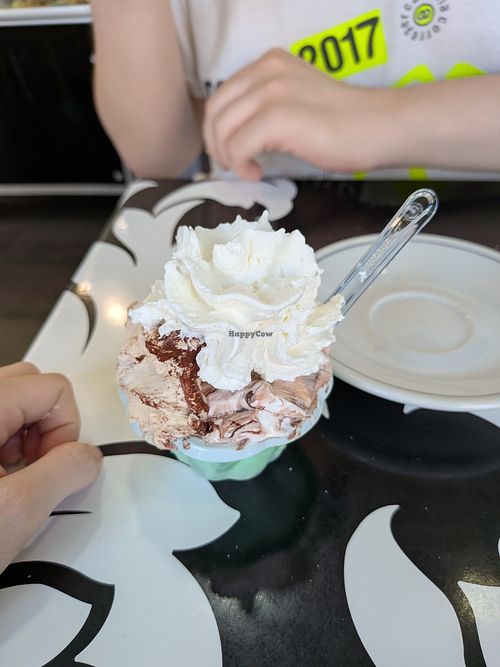 Coppetta con cookies, variegato Nutella e nocciola con panna veg at Supergiù Gelateria Bar in Rome