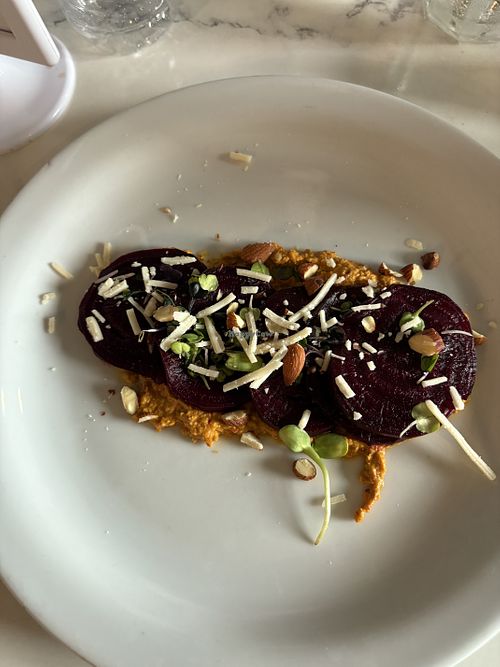 Beat salad w vegan cheese   at St Germain Bistro and Cafe in San Juan