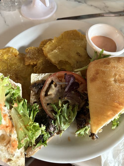 Steak sandwich, mushroom based  at St Germain Bistro and Cafe in San Juan