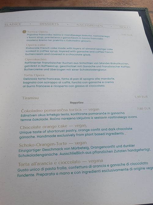 Vegan dessert = 7,8 euro at Hotel Starkl in Bled