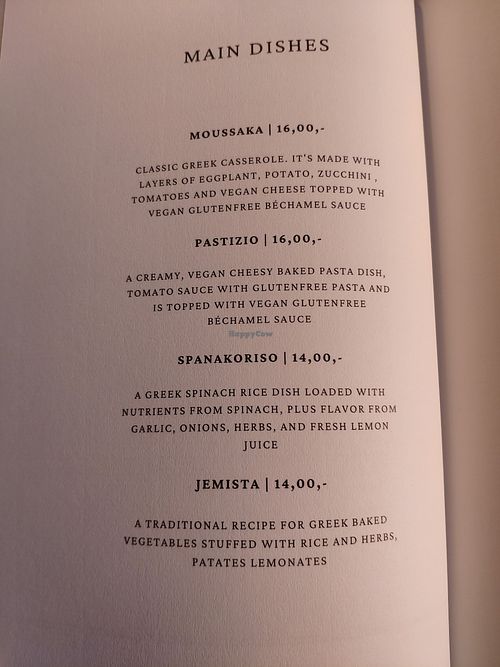 Menu at The Crazy Little Greek in Berlin