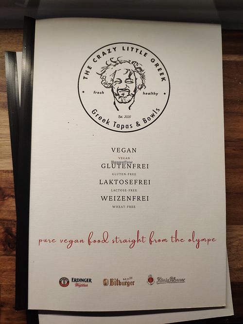 Menu at The Crazy Little Greek in Berlin