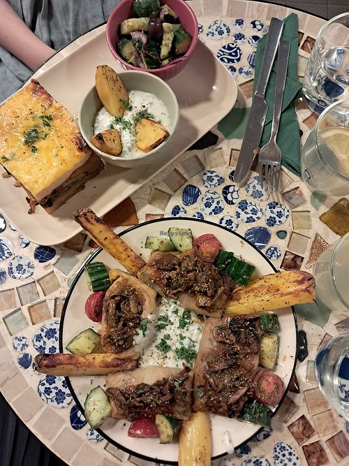 Moussaka and cabbage rolls at The Crazy Little Greek in Berlin
