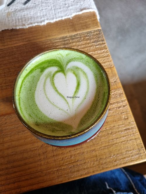 Oat milk hot matcha at Mateno Coffee - マテノコーヒー in Kagoshima
