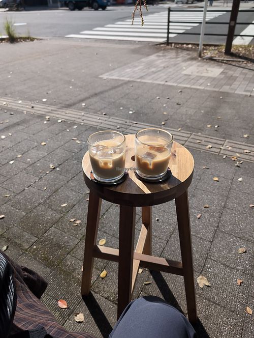 Iced coffee outside at Mateno Coffee - マテノコーヒー in Kagoshima