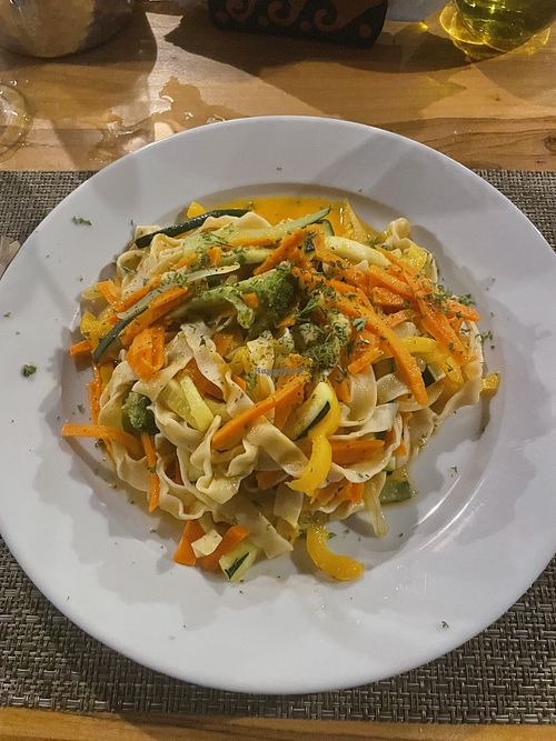 Vegan pasta  at Naboo Restaurant in Roatan
