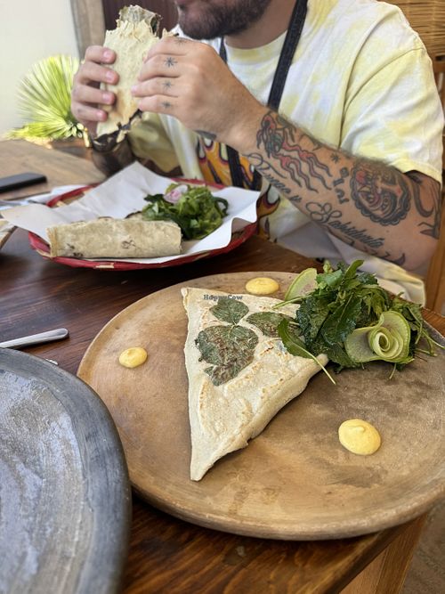 Tetela de Quintonil (no dairy, +avocado, +mushrooms).  at Luz de Luna in Oaxaca