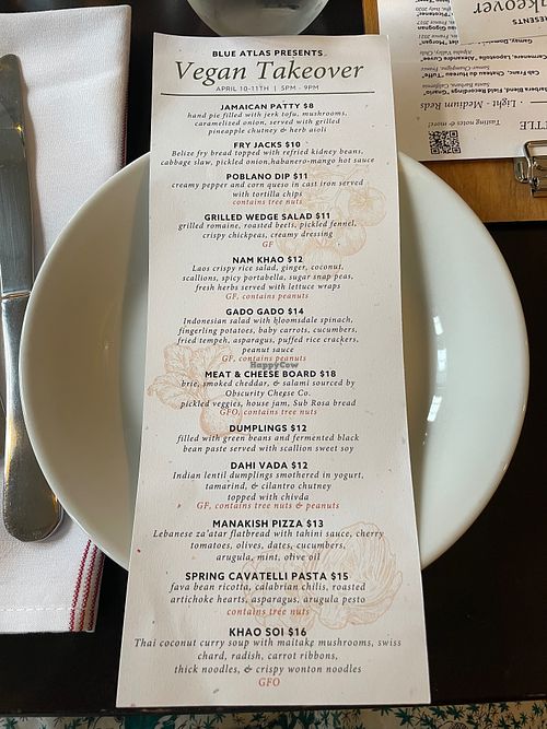 Wish they did vegan takeover nights more often!!!! at Blue Atlas Restaurant and Market  in Richmond