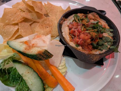 QUESO FUNDIDO
cashew mozzarella, salsa macha, crudite, tortilla chips contains nuts - gluten free
 at PLANTA Cocina in Washington