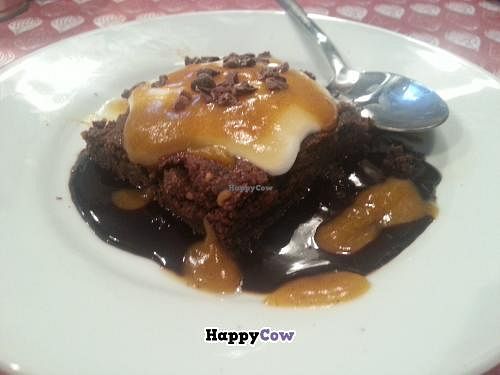 hot chocolate brownie with pumpkin cream at Moose's Kitchen in Hastings