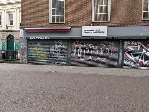 Unmarked location where the store is supposed to be located. at Hustle in Belfast
