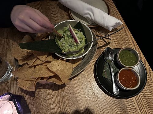 Guacamole and salsa with chips  at Frontera Grill in Chicopee