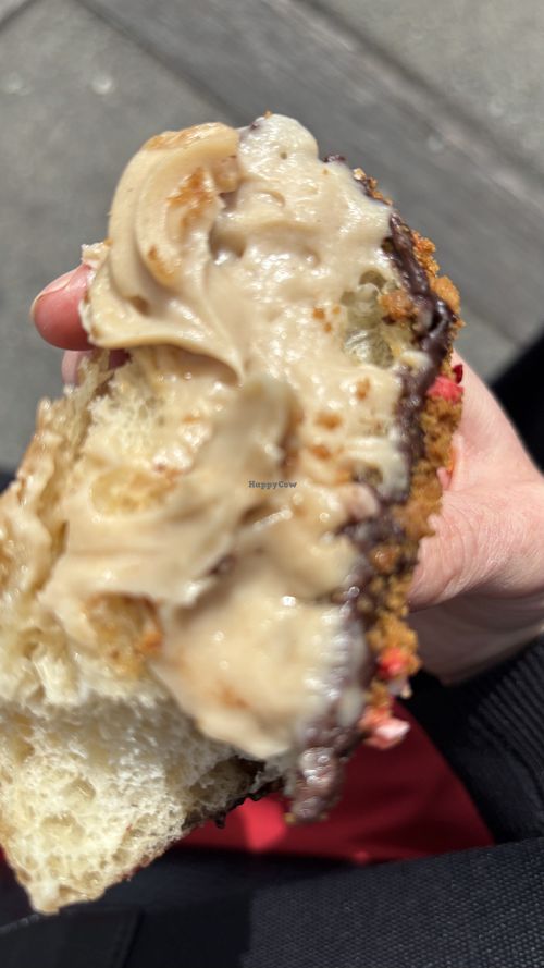 Inside the biscoff donut mmmmmm  at Belén Vegan Bakery in Wellington