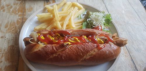 Seitan hotdog at The Good Apple Cafe in Sunderland