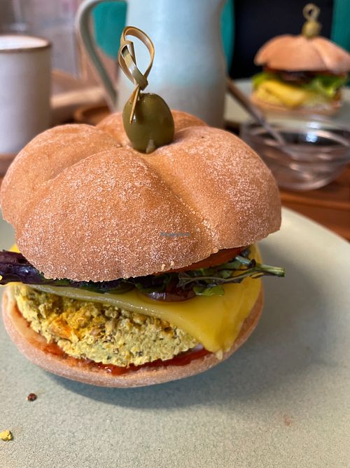 Hamburger with bean burger. at Anguilla Surf Café in Melides