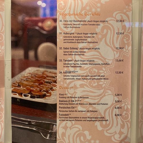 Karte der vegetarisch-veganen Gerichte  at Restaurant Almaz in Bremen