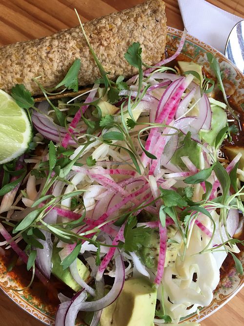 Vegan posole  at Costa Media by Cafe Louis in Camden