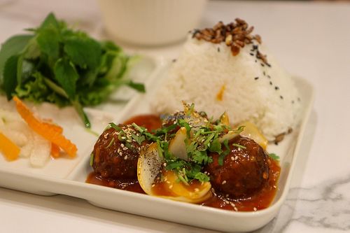 soy balls bento at Rice On Rice in Nha Trang