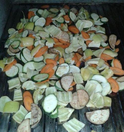 GRILED VEGETABLES ARE PEPPER, EGG PLANT, GOURD AND CAORROT WHIT A LITTLE BIT OF HIMALAIAN SALT AND HOME MADE CROATIAN OLIVE OIL at Vege Fast Food in Split